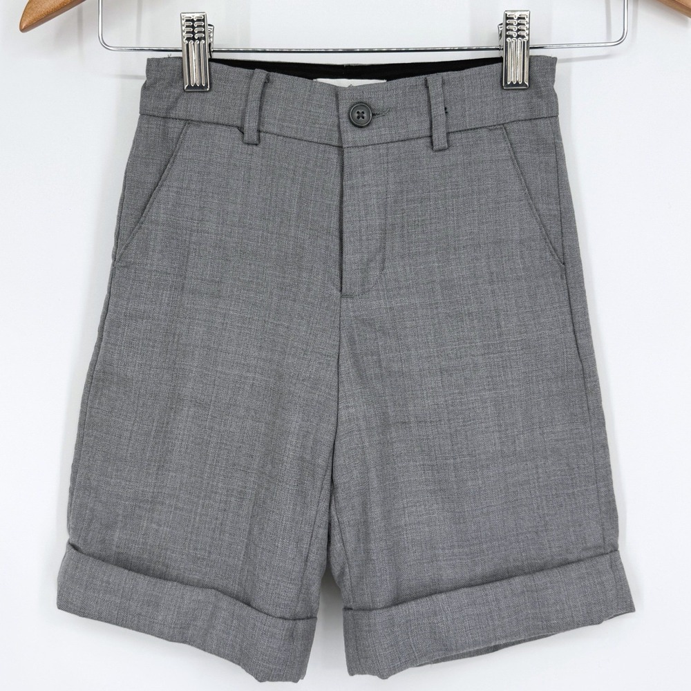 Janie and Jack Special Occasion Boy's Gray Wool Shorts Lined Cuffed Sz 4